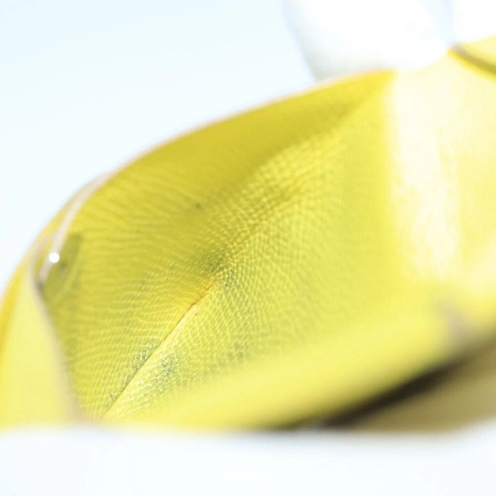 HERMES Bastia Coin Purse Leather Yellow Silver Auth ar12907 - Picture 12 of 16